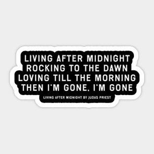 Living After Midnight Lyrics Sticker